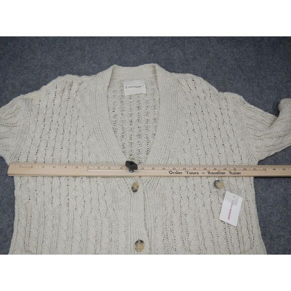 Lucky Brand Cable Knit Cardigan Women's Medium Cream Button-Up Sweater Heavy NWT - Picture 11 of 16
